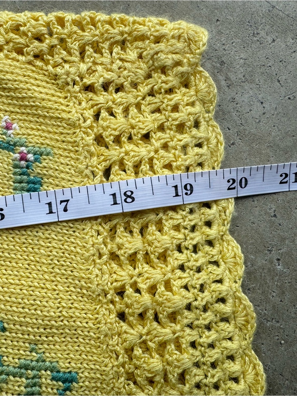 Vintage Yellow Crochet Knit Button-Front Short Sleeve Cardigan M Cross Stitch - Picture 14 of 15